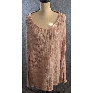 CATO Women's Knit Sweater Long Sleeve Pullover Scoop Neck Open Stitch Size 22/24